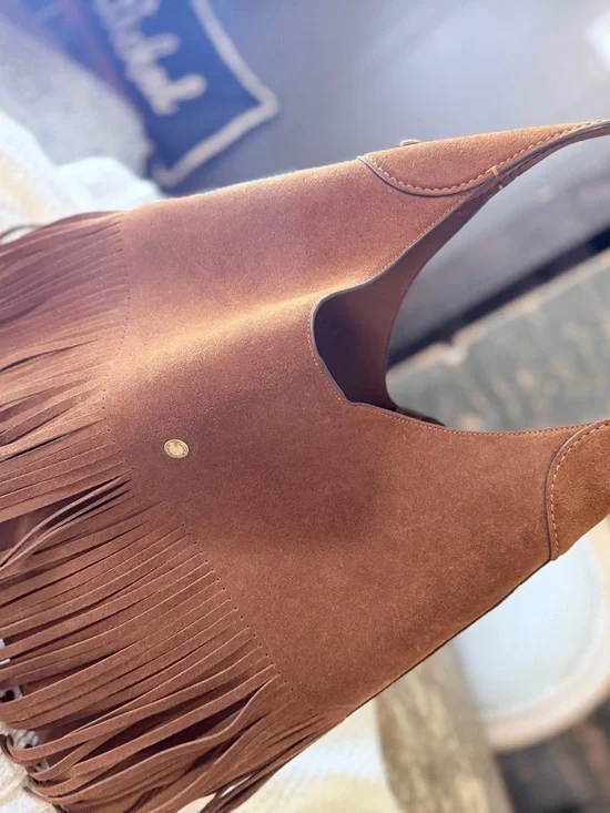 Coach Brown Suede Fringe Shoulder Bag - Picture 4 of 6